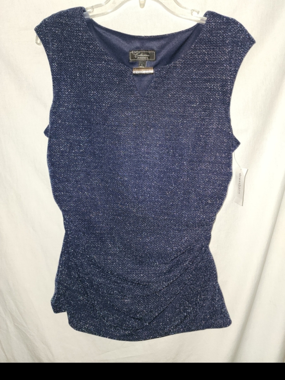 Dressbarn womens size large navy blue shimmery sleeveless top
